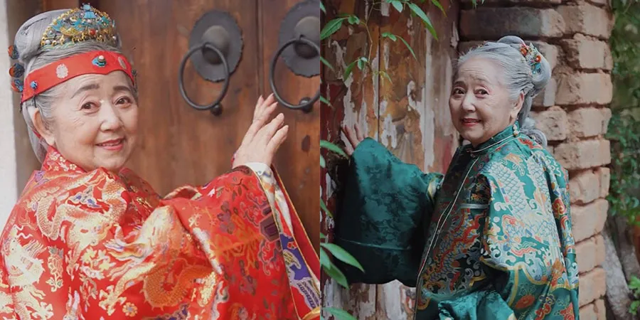 76岁湖南奶奶穿汉服如《红楼梦》中人 网友:老太君!