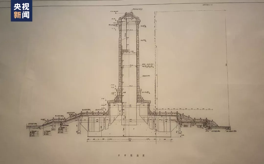 近日,人民英雄纪念碑 工程 设计图纸(仿制)及著名建筑学家 梁思成