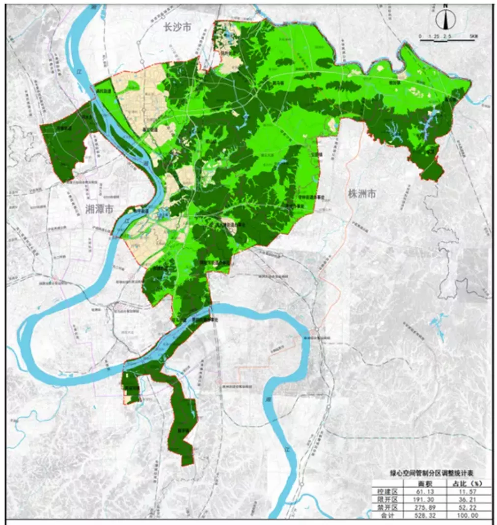 在位于湖南省长沙市,株洲市,湘潭市三市结合部的生态绿心地区,将规划1