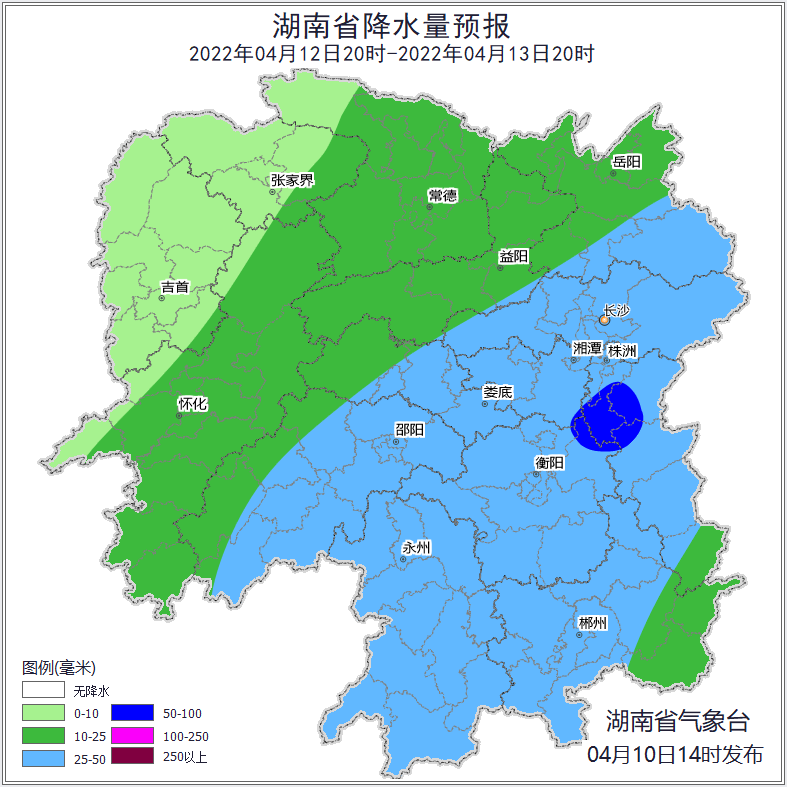 阵雨或雷阵雨转多云,其他地区阴天有中到大雨,其中株洲县,衡东北部