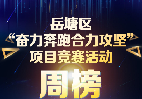 岳塘區(qū)推出“奮力奔跑 合力攻堅”項目競賽活動周榜 助23個項目賦能提速