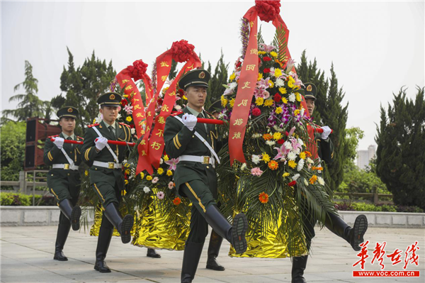 缅怀先烈,敬献花圈 武警官兵举行清明祭扫活动