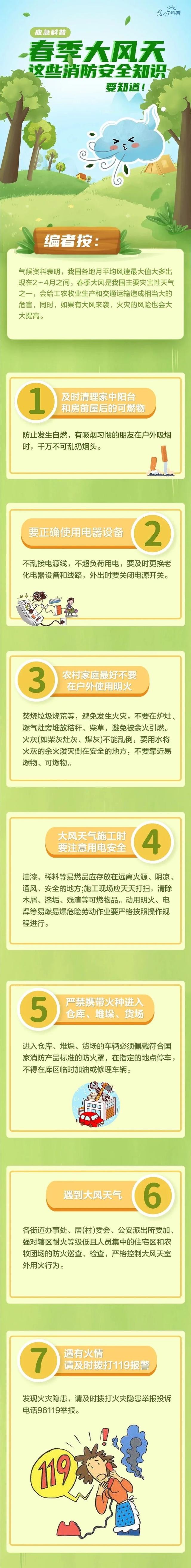 应急科普丨春季大风天，这些消防安全知识要知道