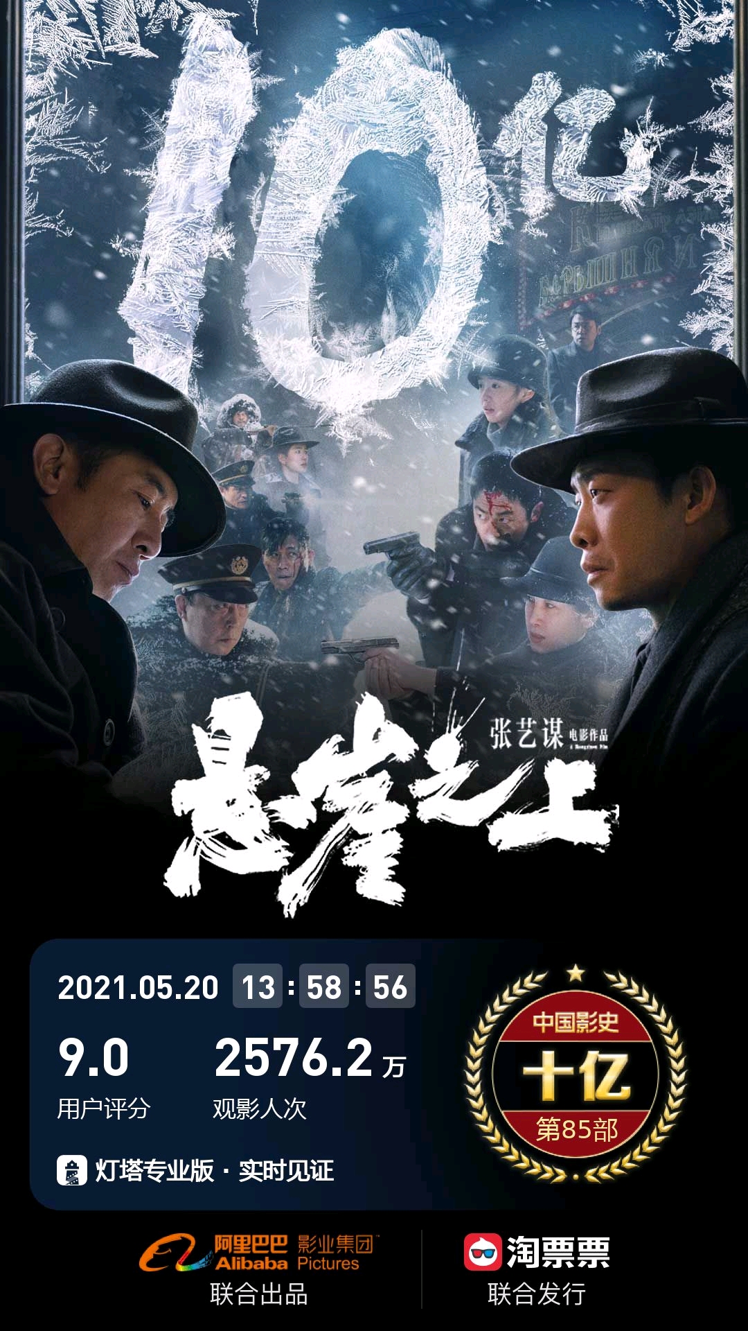 《悬崖之上》破10亿,成中国影史第85部破10亿影片