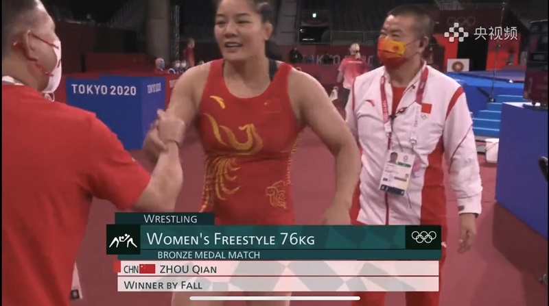 岳阳首枚！周倩摘得东京奥运会女子自由式摔跤76公斤级铜牌