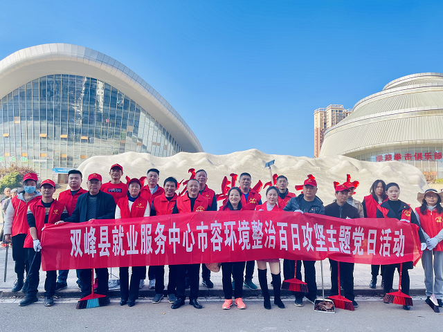 双峰县就业服务中心党建引领环境整治显成效