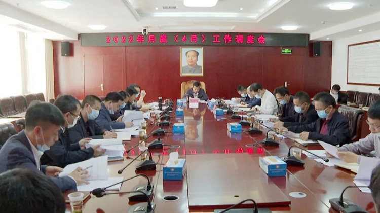 王洪灿主持召开4月份月度工作调度会