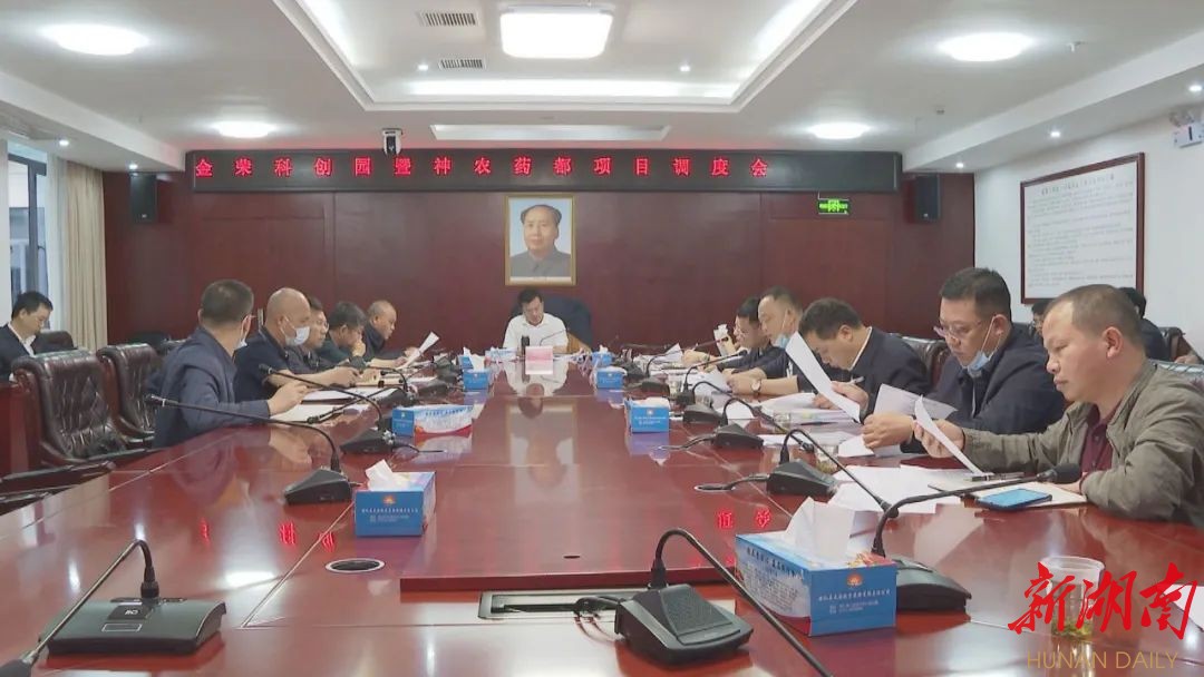 王洪灿主持召开安仁•金荣科创产业园暨神农药都项目调度会