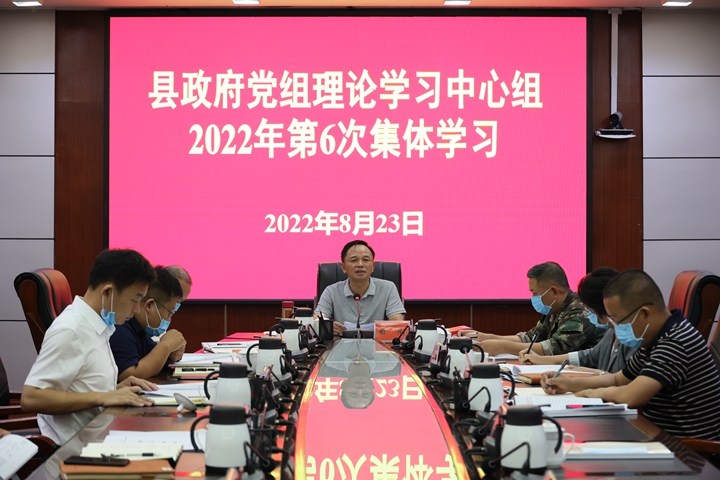 县第十七届人民政府党组理论学习中心组举行2022年第六次集体学习
