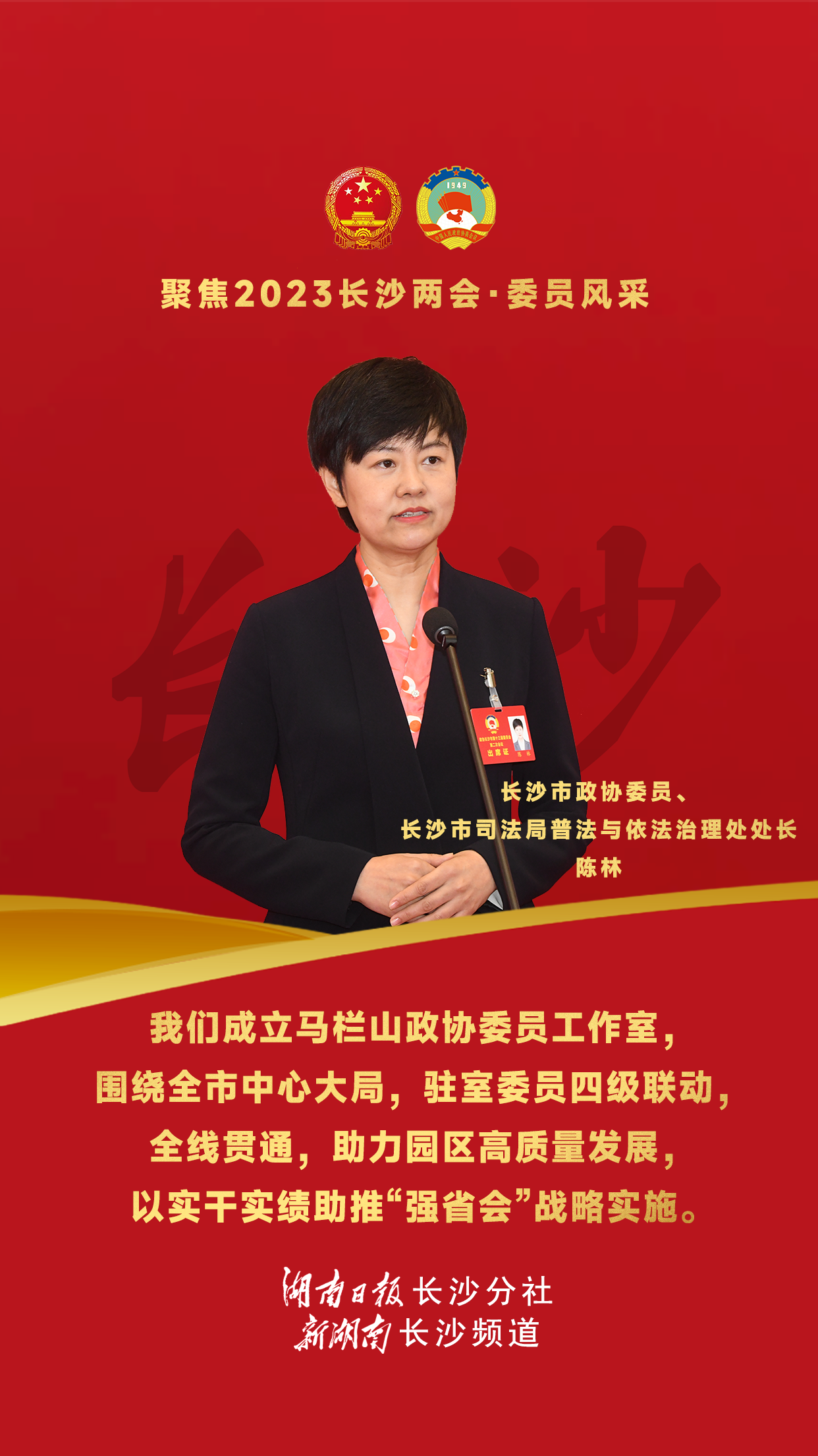 委员通道丨长沙市政协委员陈林  共同打造新时代政协履职的闪亮名片