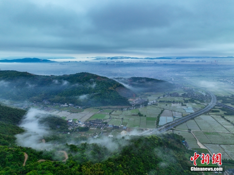 浙江溫州：雨后現(xiàn)平流霧景觀