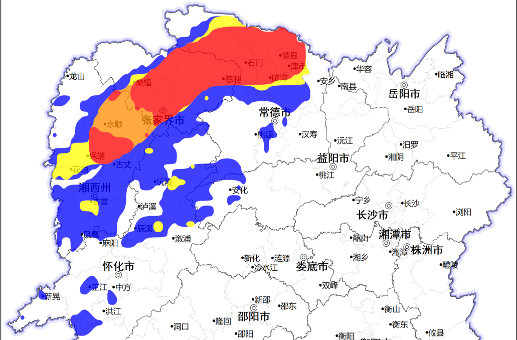 預警，5市州有發(fā)生山洪災害的風險