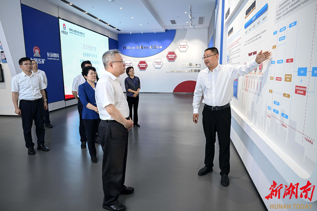 7月10日,沈晓明在长远锂科了解新能源产业链上下游融合发展等情况。