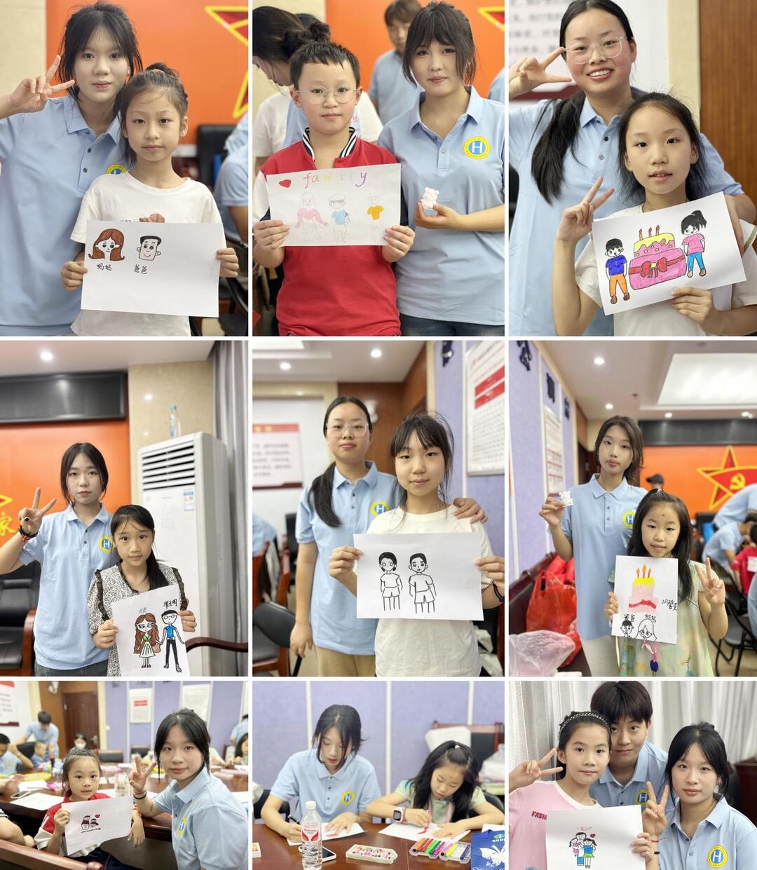 我在“三下乡” | 湖南工商职业学院实践团成员与孩子们创意绘画“美好的一家”