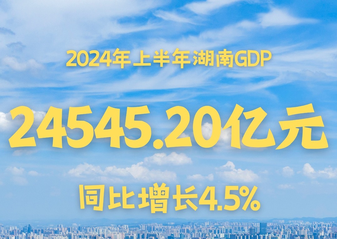 快讯丨增长4.5%！上半年湖南地区生产总值24545.20 亿元