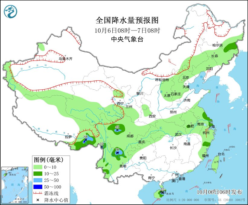 北方气温下降，西南地区降雨增多