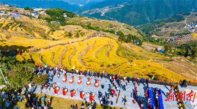 People Celebrate Harvest at Shanbei Terraced Fields