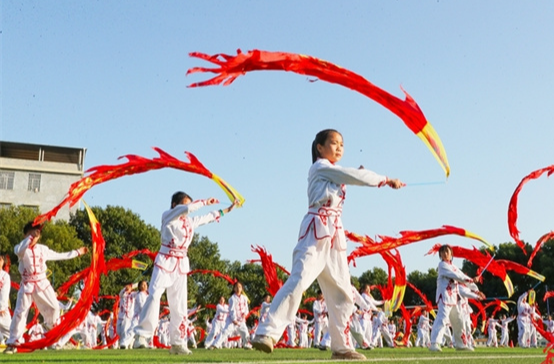 Students Perform Ribbon Dragon Dance During Recess