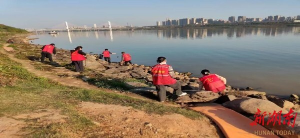 雨湖区关圣殿社区开展河道环境卫生整治行动