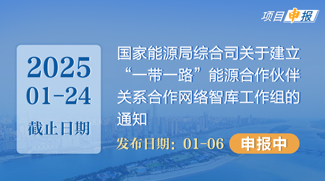 项目申报丨国家能源局综合司关于建立“一带一路”能源合作伙伴关系合作网络智库工作组的通知