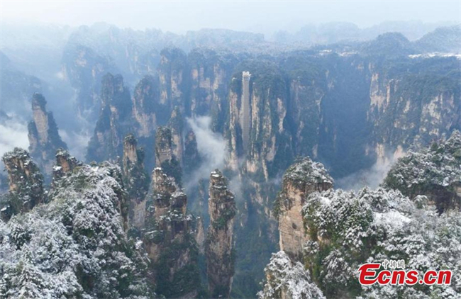 Rime Covered Rock Pillars Stretch up to Sky in Land of 'Avatar'