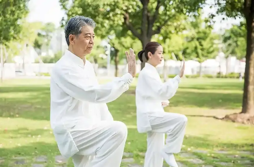 中式养生连环套 圈住老人割韭菜