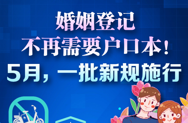婚姻登记不再需要户口本！5月，一批新规施行
