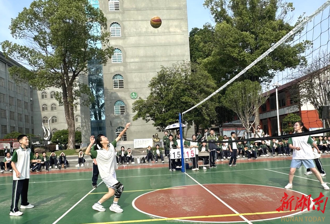 安乡深柳中学：排球赛场写青春