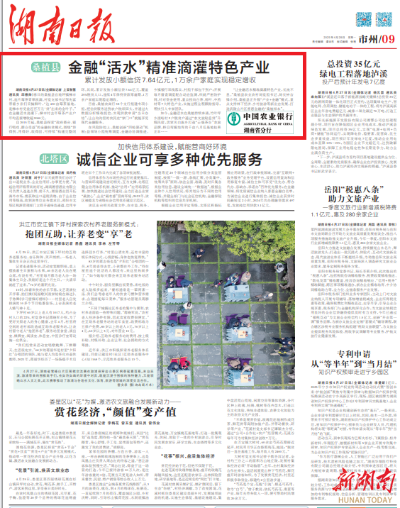 桑植县 金融“活水”精准滴灌特色产业@湖南日报市州头条