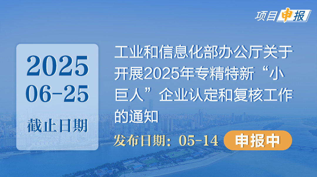 项目申报丨工业和信息化部办公厅关于开展2025年专精特新“小巨人”企业认定和复核工作的通知