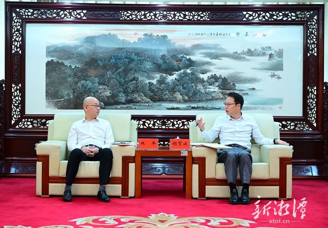 胡贺波会见上元控股集团董事长林平一行