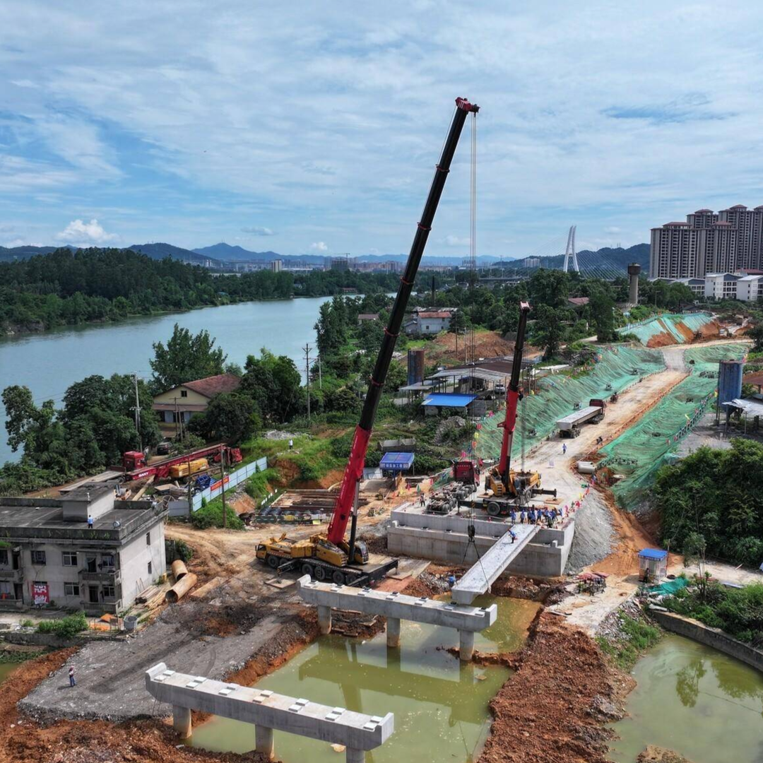 中方縣濱江北路橋梁合龍施工啟動