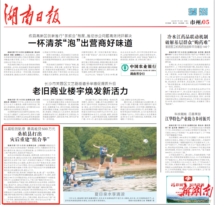 桑植縣打出災后重建“組合拳”@湖南日報