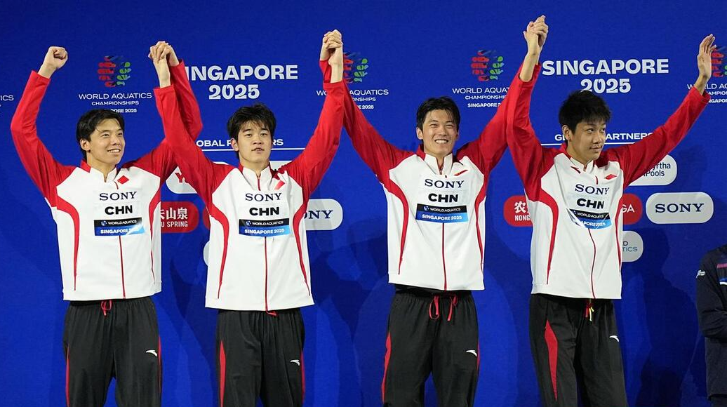 男子4X200米自由泳接力决赛 中国队获得亚军