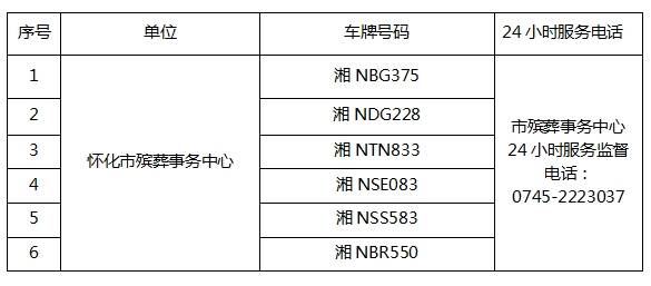 關(guān)于公布懷化市主城區(qū)合法殯儀服務(wù)車輛信息的公告