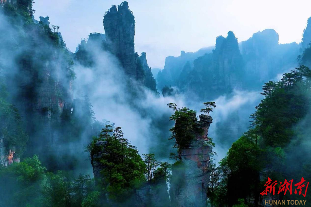 水墨仙境中，张家界十里画廊12生肖观光电车开启童话之旅