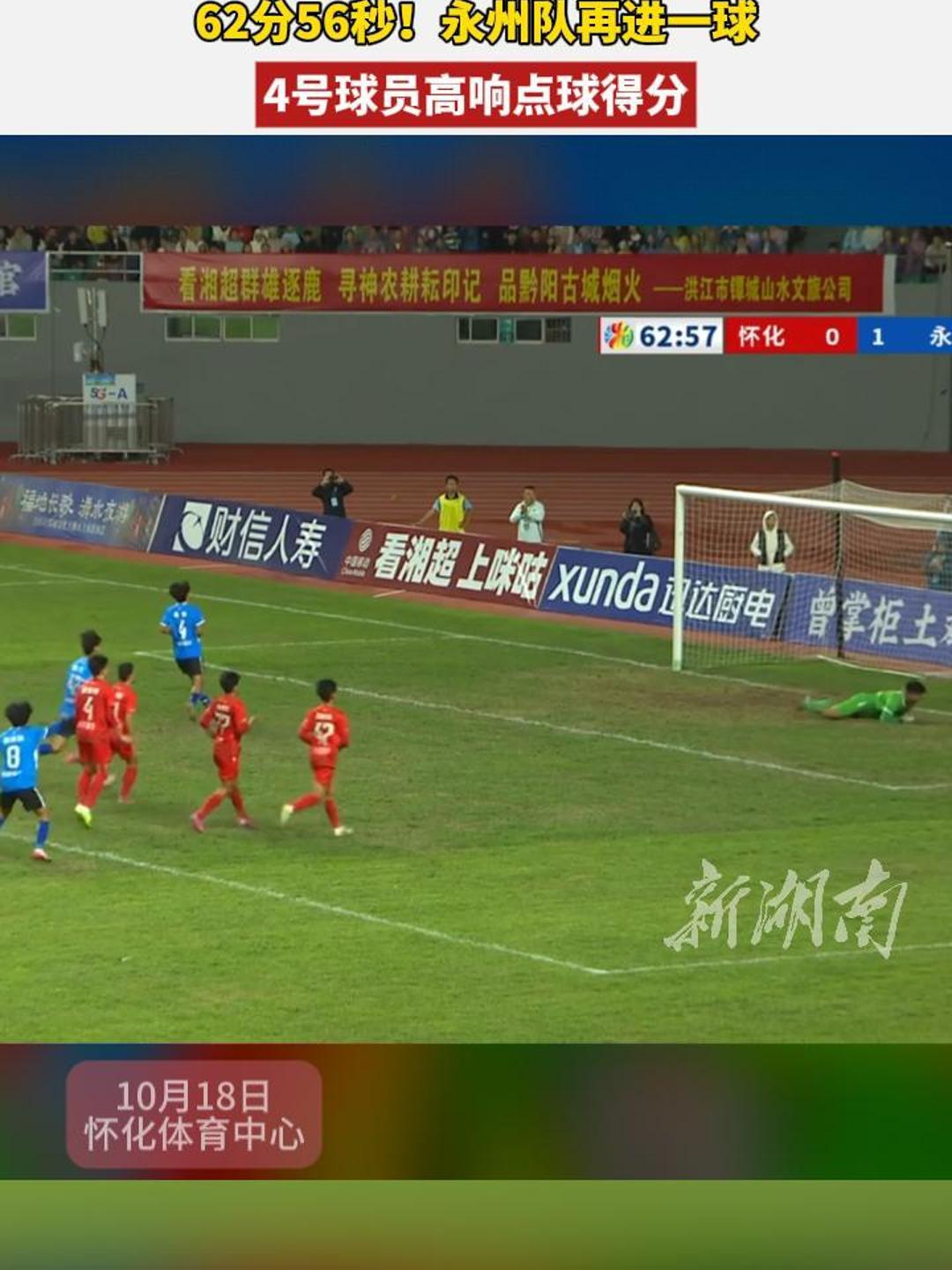 62分56秒！永州队4号球员高响再进一球
