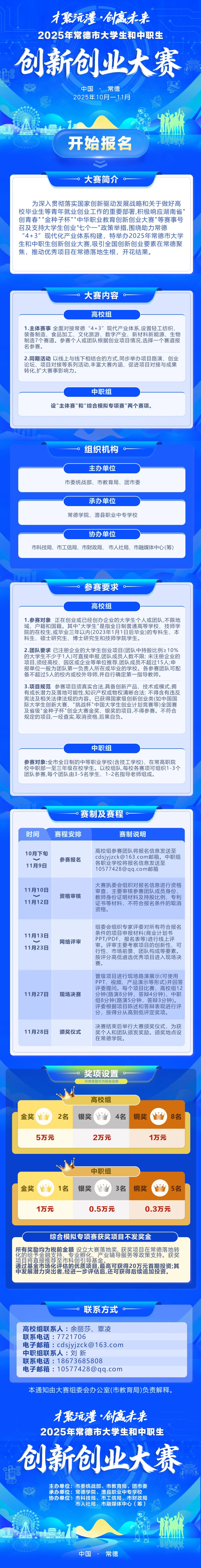 @大学生和中职生 来常德，当主角！2025年常德市大学生和中职生创新创业大赛正式启动