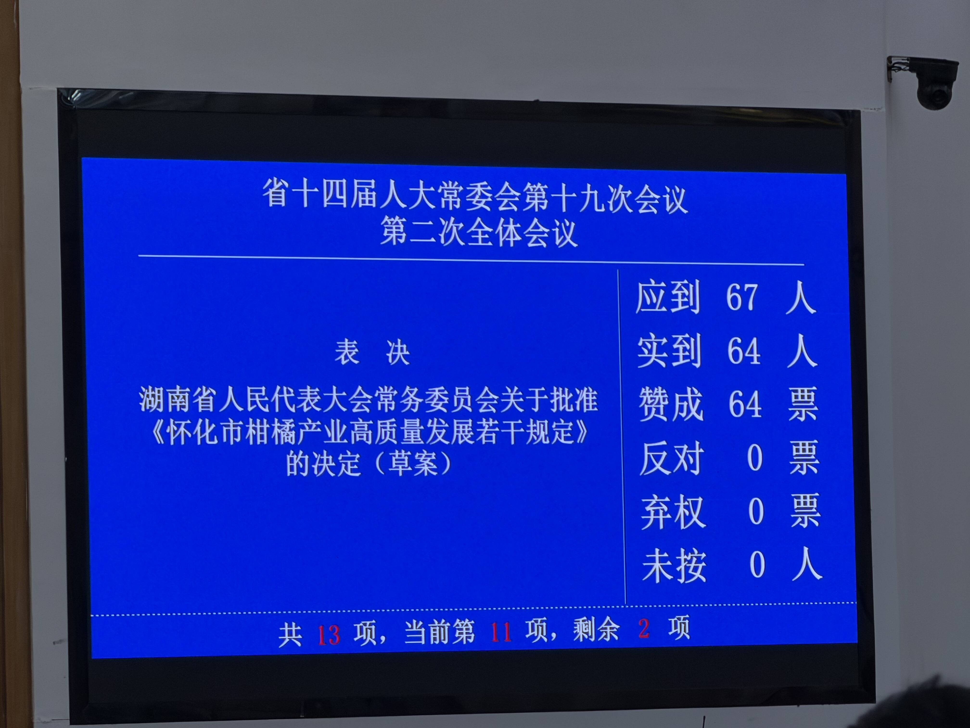 《怀化市柑橘产业高质量发展若干规定》获表决批准 2026年3月1日起施行