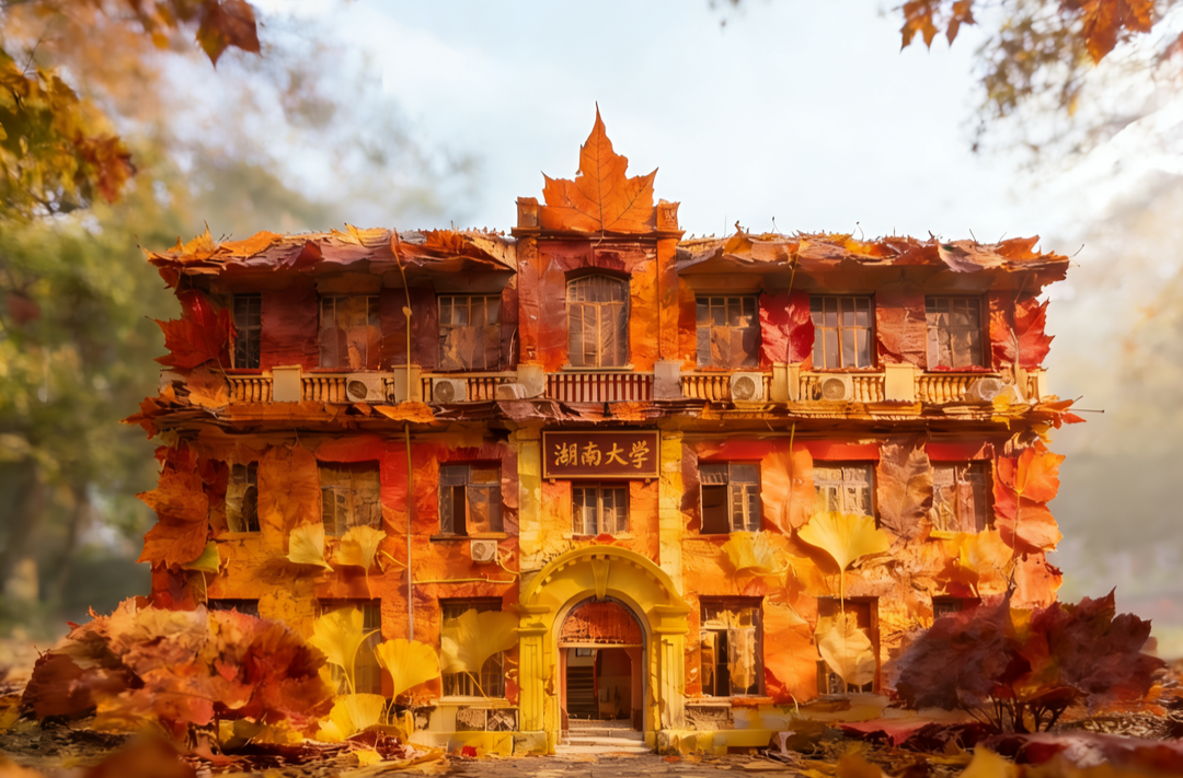 一叶知秋！来看湖南高校最新秋日创意大片