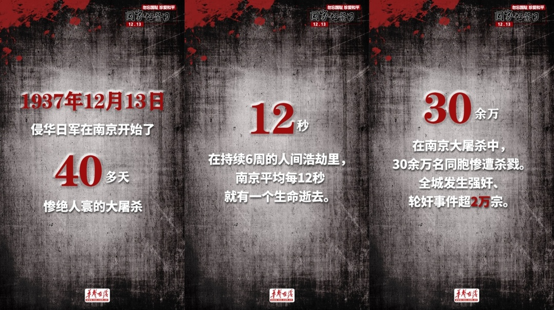 【海报】12月13日是国家公祭日，这组数字烙印心中，警钟长鸣！