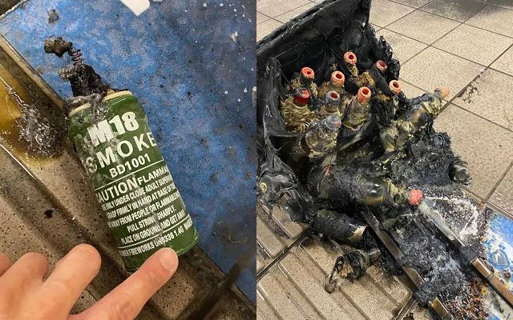 一名手法兇殘、裝備專業的歹徒，竟選在下班尖峰時間，於台北車站捷運板南線層及地下街，發動「煙霧彈」、「汽油彈」及「利刃」的連環恐怖攻擊。（圖／簡銘柱翻攝）