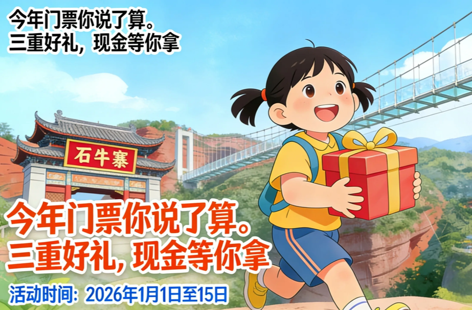 搞大事！平江石牛寨元旦放大招：门票低至0元+现金红包，速来！