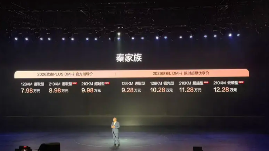 比亚迪2026款秦家族长续航版上市，覆盖多元家庭需求