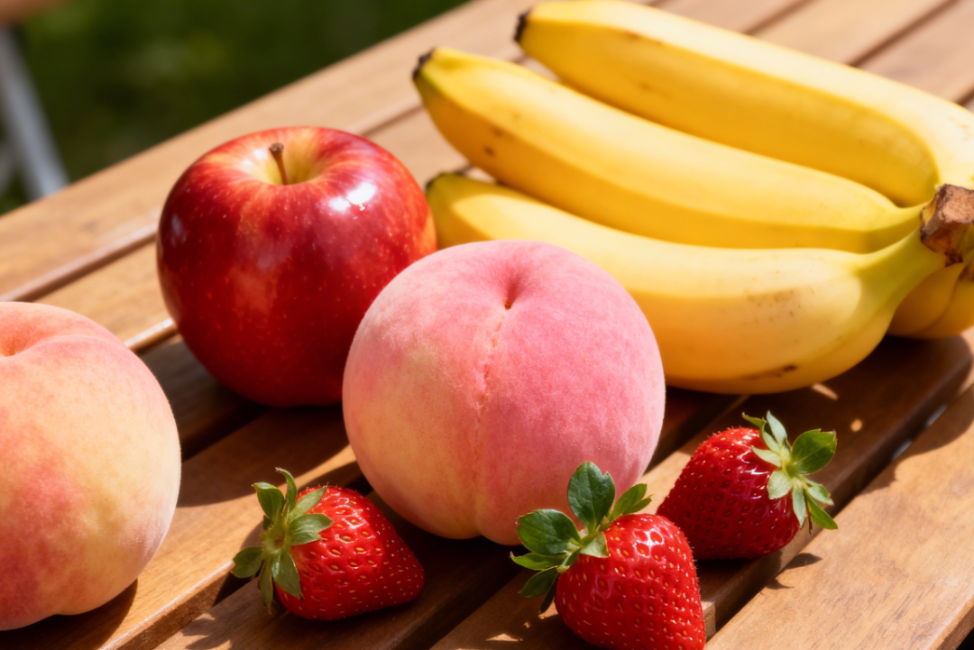 jimeng-2026-02-09-2156-一个桌子上放着苹果、香蕉、桃子、草莓.png