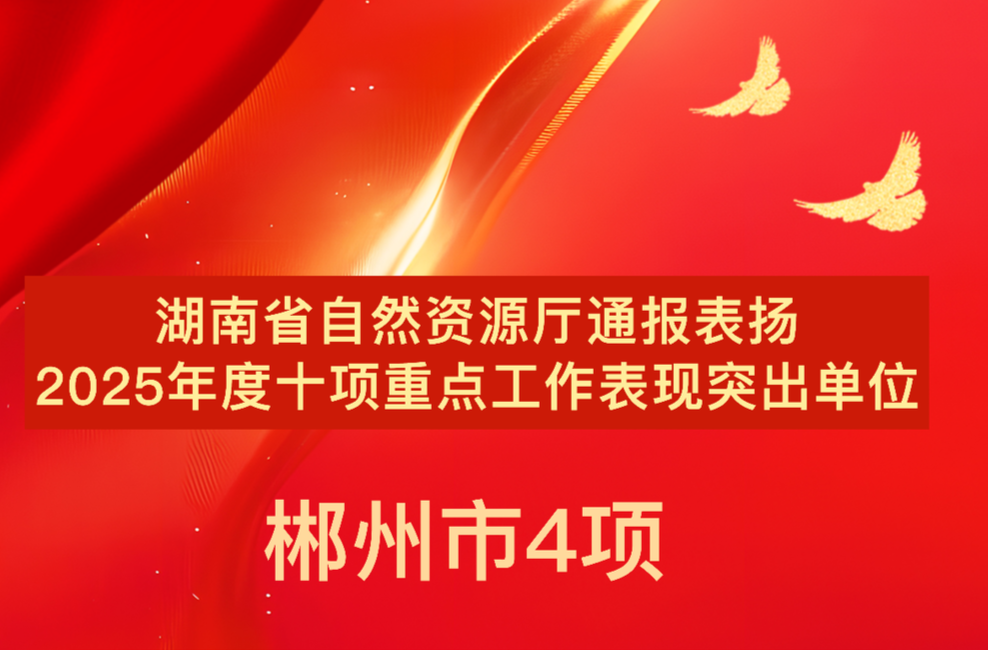 郴州市4项！湖南省自然资源厅通报表扬2025年度十项重点工作表现突出单位