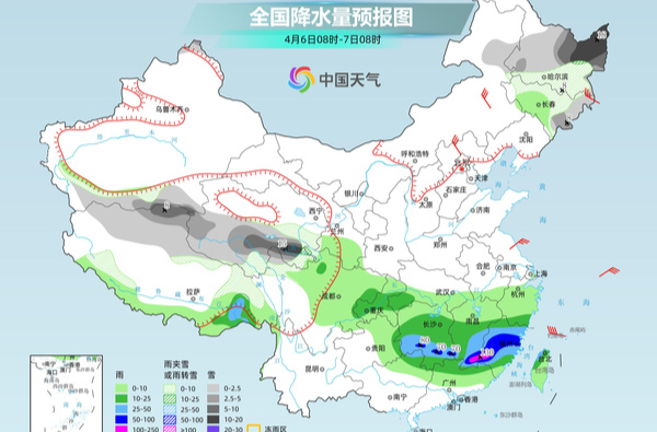 今天南方雨势仍强东北雨雪持续 未来一周中东部气温波动频繁
