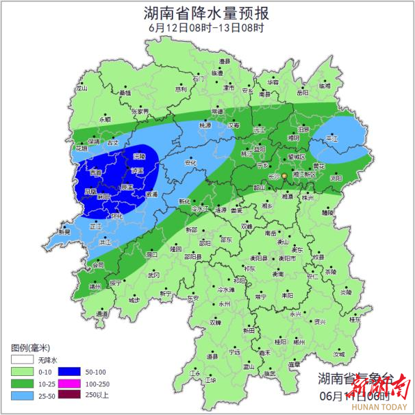 汛情提醒，湘中湘南有持续性降雨，局地大暴雨