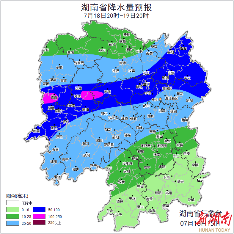 暴雨黄色预警，湘西州、益阳、怀化局地要加强防范