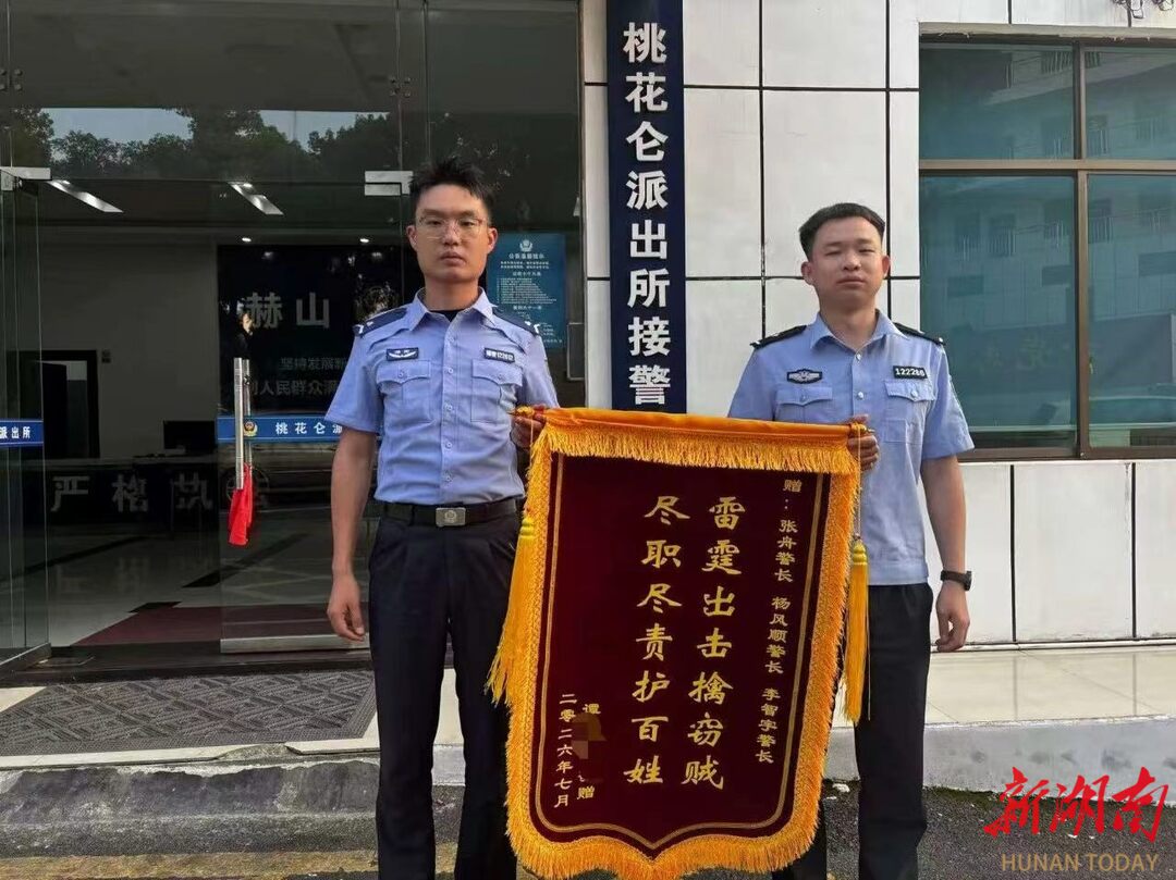 赫山区｜蟊贼拉车门盗取车内现金，桃花仑派出所快速破案获群众锦旗致谢